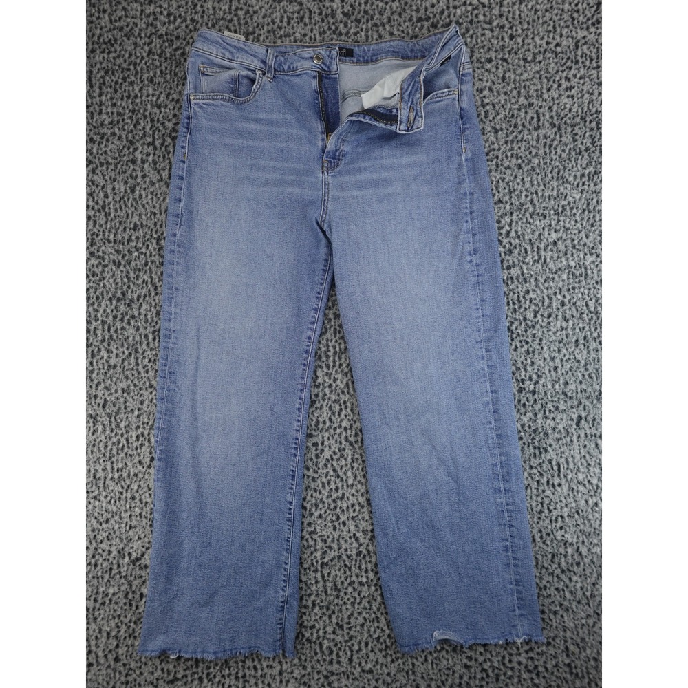 mavi Wide Leg Jeans Womens 32 Light Blue Raw Hem Stretch Denim